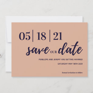 Save The Date navy et rose vif script moderne sauvez la date