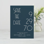 Save The Date Navy Mat Écran Simple Minimal Anniversaire Enregis (Debout devant)