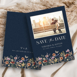 Save The Date Navy Moderne Photo Boho Enregistrer La Date