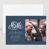 Save The Date Navy Mr & Mr Script - Enregistrer la Date avec la (Devant / Derrière)