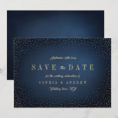 Save The Date Navy & Or Simple Glitter Enregistrer La Date (Devant / Derrière)