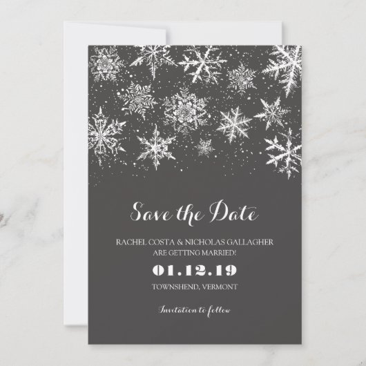 Save The Date Neige d'hiver | Réservez la date (Devant)