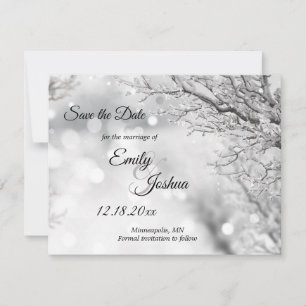 Save The Date Neige étincelante et glace Mariage d'hiver