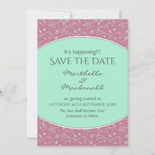 Save The Date NEO MINT DUSKY PINK C'est en train d'arriver Flora (Devant)