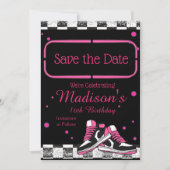 Save The Date Neon Basket Anniversaire, Parties scintillant (Devant)