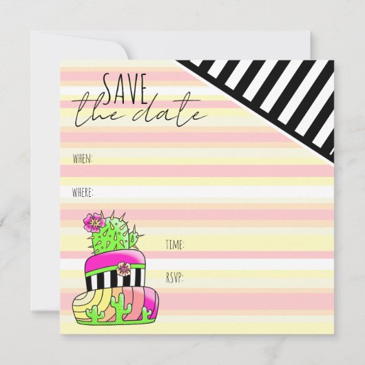 "Save the Date" Neon Cactus Invitation (Dos)