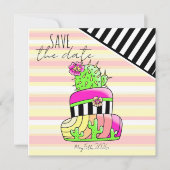 "Save the Date" Neon Cactus Invitation (Devant)