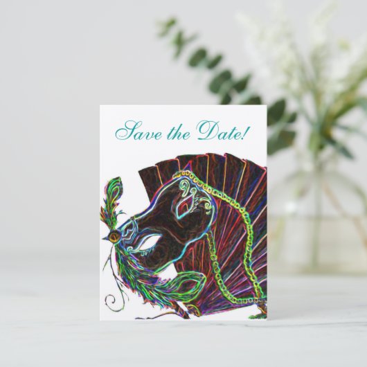 Save The Date Neon Masquerade Enregistrer la date (Debout devant)