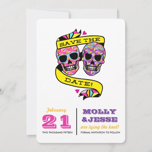 Save The Date Neon Skeletons Enregistrer la date (Devant)