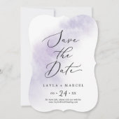 Save The Date Nettoyage aquarelle | Mariage violet (Devant)