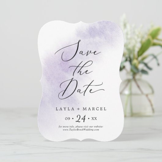 Save The Date Nettoyage aquarelle | Mariage violet (Debout devant)
