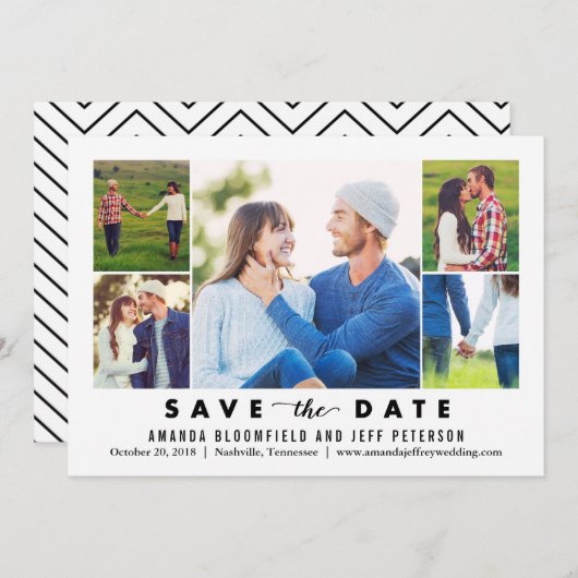 Save The Date Nettoyer Collage COULEUR MODIFIABLE Enregistrer La (Devant / Derrière)