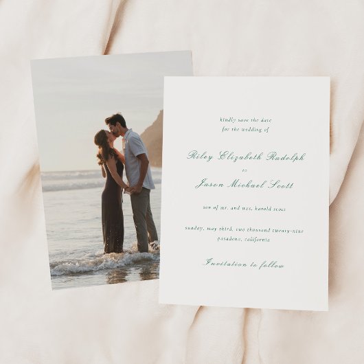 Save The Date Nettoyer Emerald Green Mariage élégant