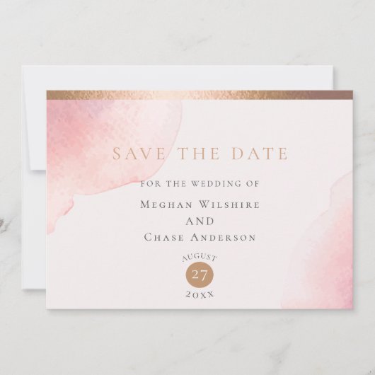 Save The Date Nettoyer l'aquarelle rose vif Enregistrer la date (Devant)