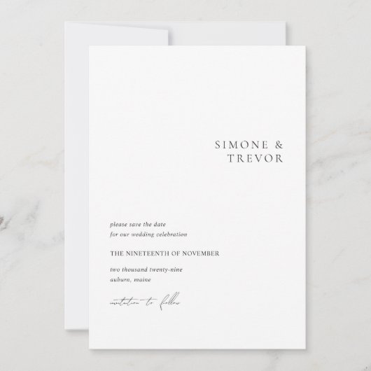 Save The Date Nettoyer noir et blanc Mariage moderne (Devant)