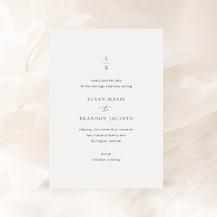 Save The Date Nettoyer noir et blanc Monogramme Mariage moderne