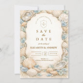 Save The Date Neutral Beach Wreath Wedding (Devant)