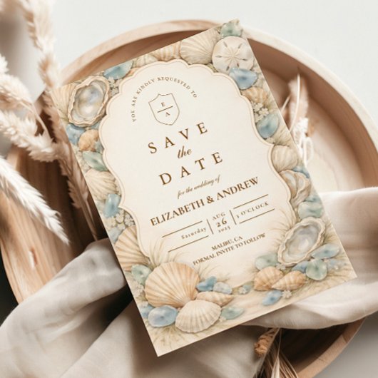 Save The Date Neutral Beach Wreath Wedding