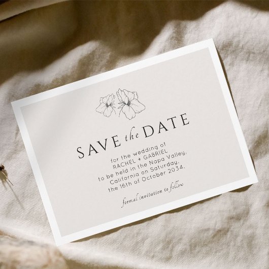 Save The Date Neutre | Flore Or Moderne Plat Enregistrer La Date