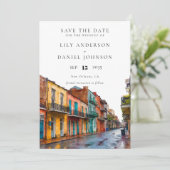 Save The Date New Orleans Watercolor Destination Wedding (Debout devant)