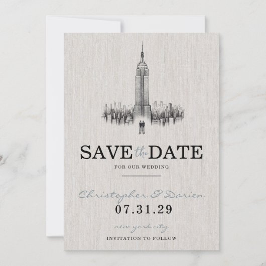 Save The Date New York City Grooms Enregistrer La Date (Devant)