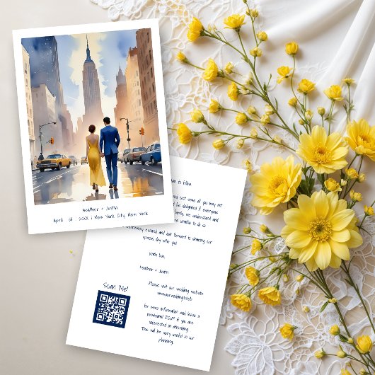 Save The Date New York Iconic Building Cute Cityscape Wedding