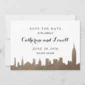 Save The Date New York Skyline Faux Gold Enregistrer la date (Devant)