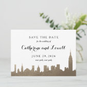 Save The Date New York Skyline Faux Gold Enregistrer la date (Debout devant)