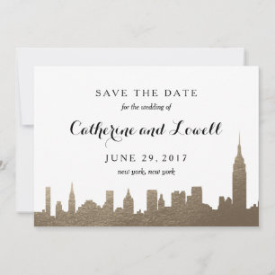Save The Date New York Skyline Faux Gold Enregistrer la date