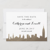 Save The Date New York Skyline Faux Gold Enregistrer la date (Devant)