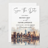 Save The Date New York Watercolor Skyline Destination (Devant / Derrière)