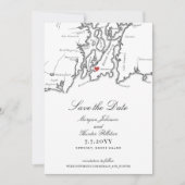 Save The Date Newport Rhode Island Élégant Mariage noir blanc (Devant)