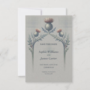 Save The Date Nicolson Tartan Thistle Mariage Épargnez la Date
