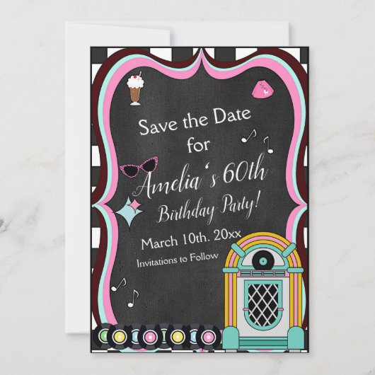Save The Date N'importe quel âge, anniversaire du dîner des anné (Devant)