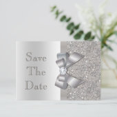 Save The Date Noces argentées Faux nœud et diamants Enregistrer  (Debout devant)