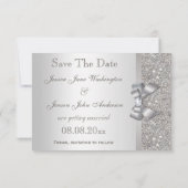 Save The Date Noces argentées Faux nœud et diamants Enregistrer  (Dos)