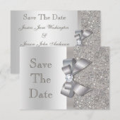 Save The Date Noces argentées Faux nœud et diamants Enregistrer  (Devant / Derrière)