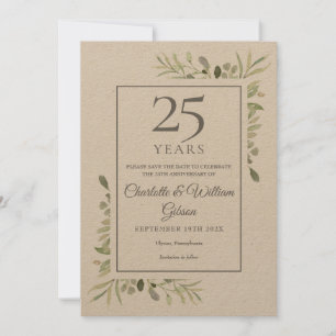 Save The Date Noces d'argent Rustique 25ème Anniversaire de Mari