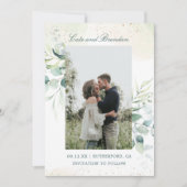 Save The Date Noces Élégantes avec Eucalyptus Rustique (Devant)