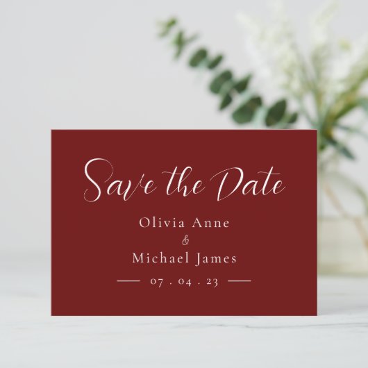 Save The Date Noces en rouge et blanc simples Enregistrer la dat (Debout devant)