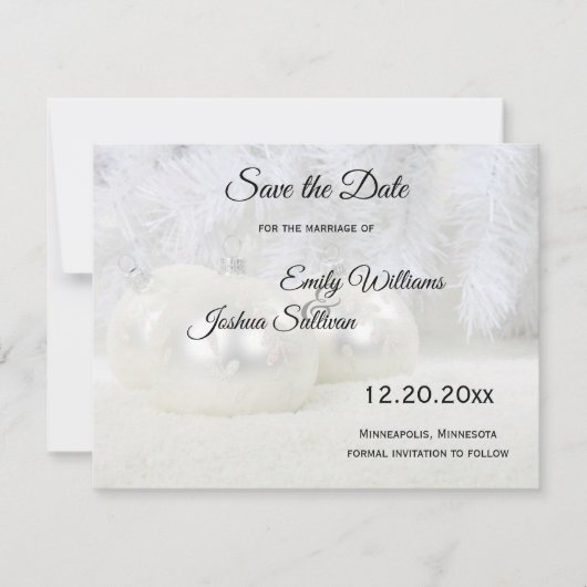 Save The Date Noël blanc Mariage d'hiver (Devant)