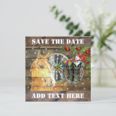 Save The Date Noël Cheval Wagon Roue Cowboy Bottes Garland (Debout devant)