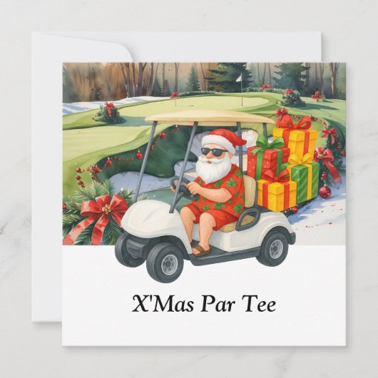 Save The Date Noël de golf avec le Père Noël en vert (Devant)