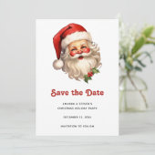 Save The Date Noël de style rétro Holly Jolly Santa Claus (Debout devant)
