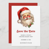 Save The Date Noël de style rétro Holly Jolly Santa Claus (Devant / Derrière)