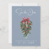 Save The Date Noël Dusty Blue Winter Mariage (Devant)