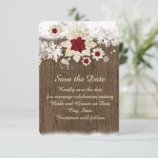 Save The Date Noël en bois de neige Enregistrer la date (Debout devant)