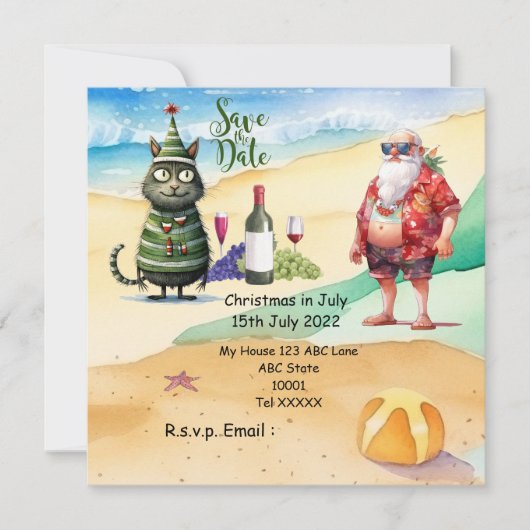 Save The Date Noël en juillet avec SANTA CLAUS Enregistrer la da (Devant)
