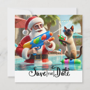 Save The Date Noël en juillet Pool Party avec le Père Noël Invi