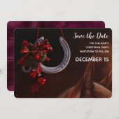 Save The Date Noël équestre pendre en fer à cheval Photo (Devant / Derrière)